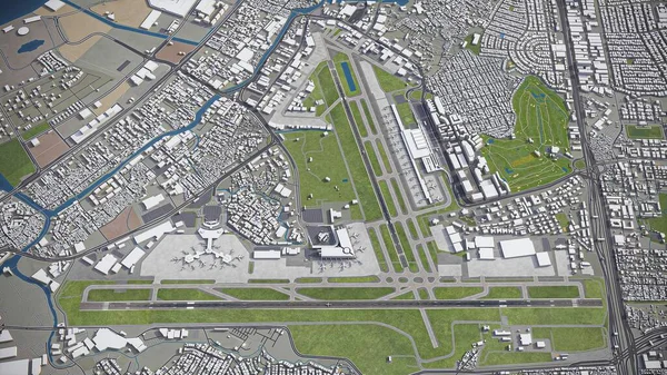 马尼拉 Ninoy Aquino国际机场 3D模型空中渲染 — 图库照片