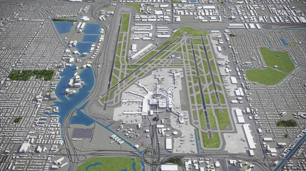 Miami International Airport Model Aerial Rendering — Stock Photo, Image