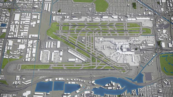 Международный Аэропорт Майами Модель Воздушного Рендеринга — стоковое фото