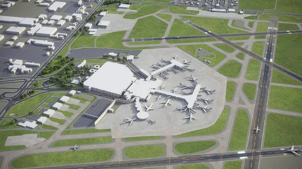 Milwaukee Mitchell Uluslararası Havalimanı - 3D model hava görüntüleme