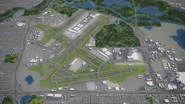 Minneapolis Saint Paul International Airport Model Luchtweergave — Stockfoto