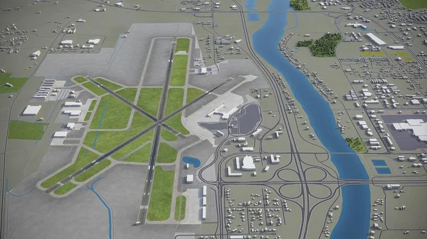 Internationaler Flughafen Moline Quad City Modell Luftwiedergabe — Stockfoto