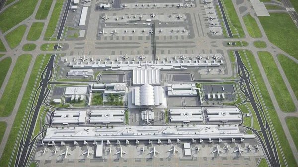 Aéroport International Moscou Vnukovo Modèle Rendu Aérien — Photo