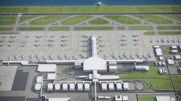 Nagoya Chubu Centrair Uluslararası Havalimanı Model Hava Görüntüleme — Stok fotoğraf