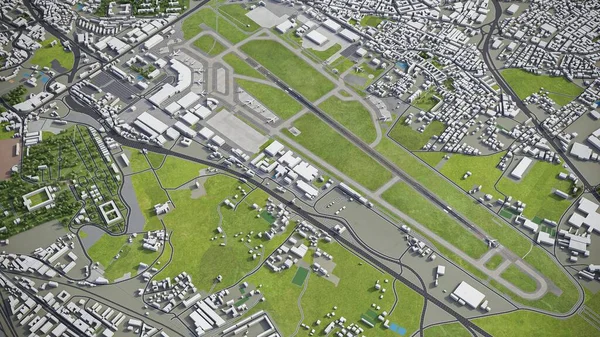 那不勒斯机场 3D模型空中渲染 — 图库照片