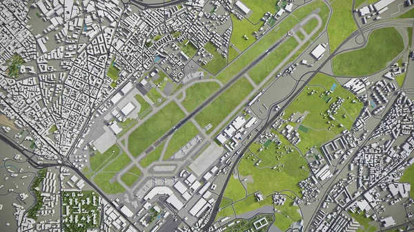 Аэропорт Неаполя Модель Воздушного Рендеринга — стоковое фото