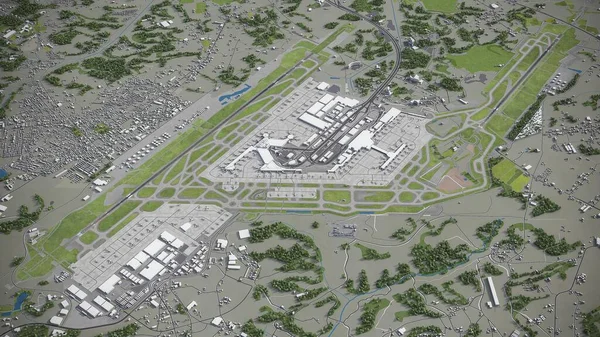 Narita International Airport Model Luchtweergave — Stockfoto