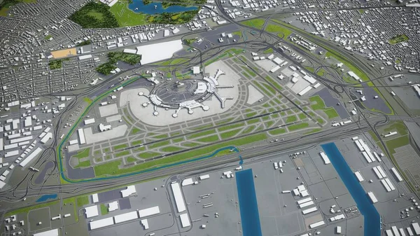 Newark Liberty Uluslararası Havalimanı - 3D model hava görüntüleme