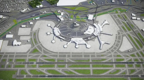 Newark Liberty Uluslararası Havalimanı - 3D model hava görüntüleme