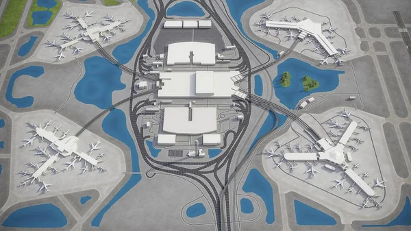 Bandar Udara Orlando Model Rendering Udara — Stok Foto
