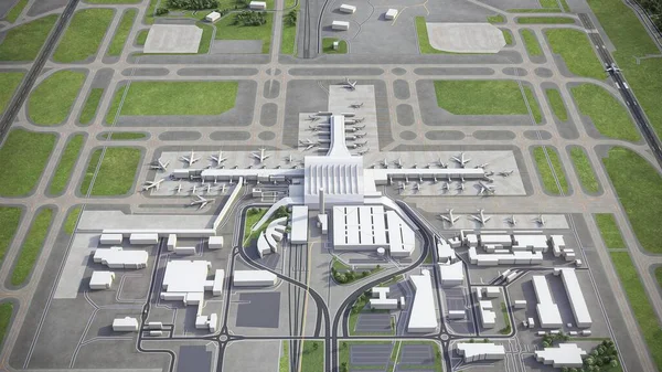 Bandar Udara Oslo Gardermoen Model Rendering Udara — Stok Foto