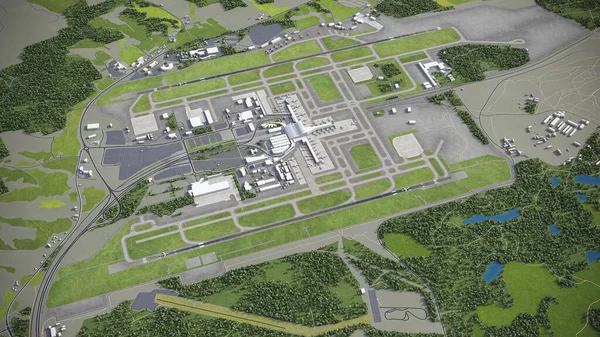 Аэропорт Осло Гардермоен Модель Воздушного Рендеринга — стоковое фото