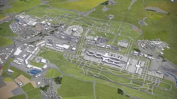 Paris Charles de Gaulle Havaalanı - 3D model hava görüntüleme