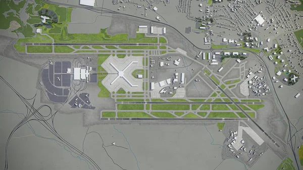 匹兹堡国际机场 Pit 3D模型空中渲染 — 图库照片