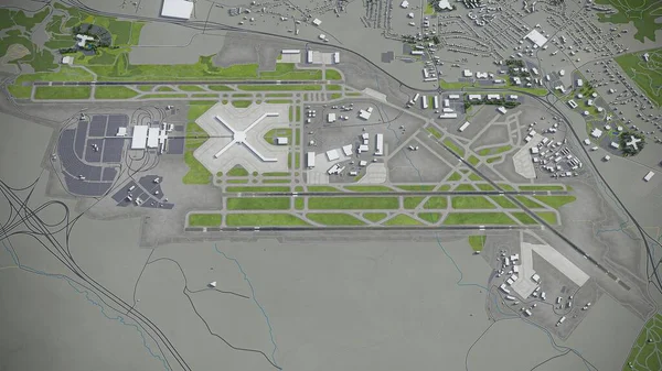匹兹堡国际机场 Pit 3D模型空中渲染 — 图库照片