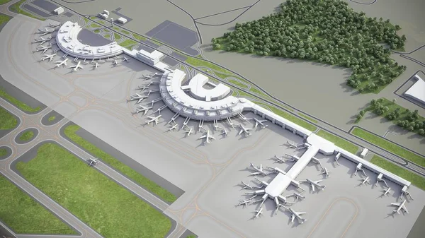 Riogaleao Tom Jobim Nemzetközi Repülőtér Gig Modell Légi Renderelés — Stock Fotó