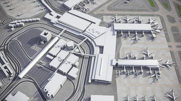 Roma - Fiumicino Uluslararası Havalimanı Leonardo da Vinci - FCO - 3D model hava görüntüleme