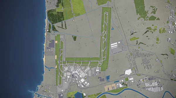 Rome Fiumicino International Airport Leonardo Vinci Fco 3D模型空中渲染 — 图库照片