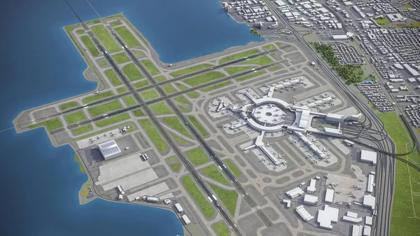 San Francisco International Airport Sfo Model Luchtweergave — Stockfoto