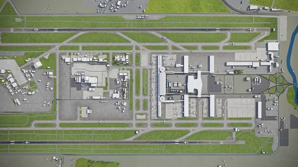 Αεροδρόμιο Santiago Arturo Merino Ben Tez Scl Μοντέλο Εναέρια Απόδοση — Φωτογραφία Αρχείου