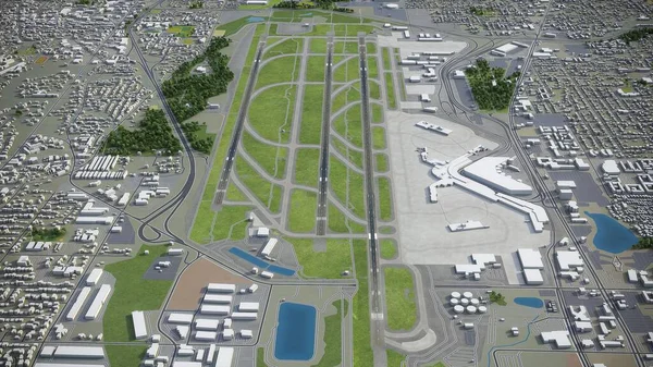 Seattle - Tacoma Uluslararası Havalimanı - SEA - 3D model hava görüntüleme