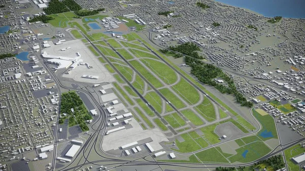 Seattle Aeropuerto Internacional Tacoma Mar Representación Aérea Modelo — Foto de Stock