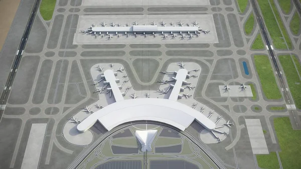 Aéroport International Séoul Incheon Icn Modèle Rendu Aérien — Photo