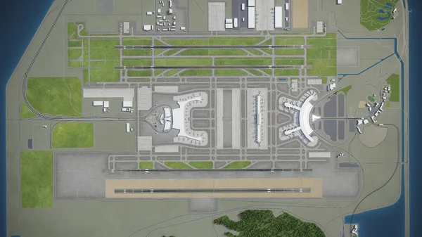 Aeroporto Internacional Seul Incheon Icn Renderização Aérea Modelo — Fotografia de Stock