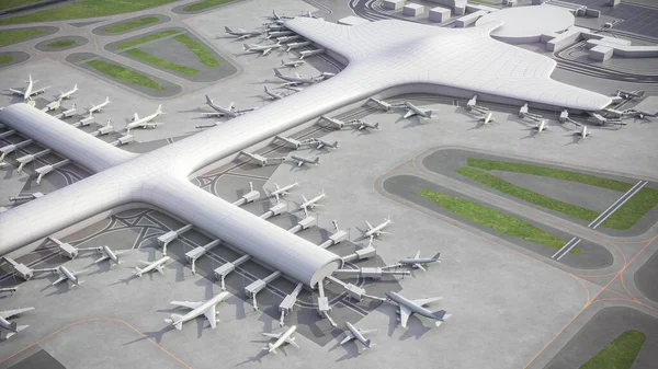 Shenzhen Bao International Airport Szx Model Aerial Rendering — Stock Photo, Image