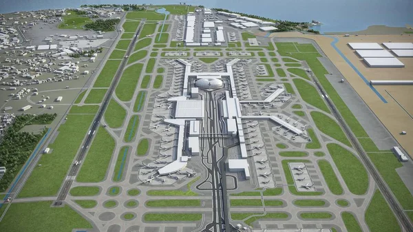 Aeropuerto Singapur Changi Sin Modelo Representación Aérea — Foto de Stock