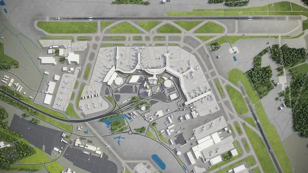 Stockholm Arlanda Airport Model Luchtweergave — Stockfoto