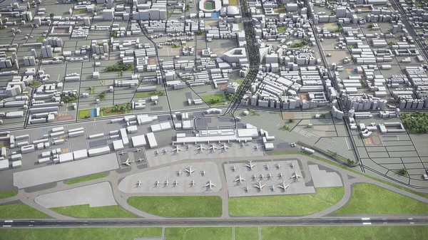 Taipei Songshan Airport Tsa Model Aerial Rendering — Stock Photo, Image