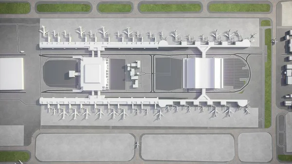 Тайваньский Международный Аэропорт Таоюань Tpe Модель Аэросъемки — стоковое фото