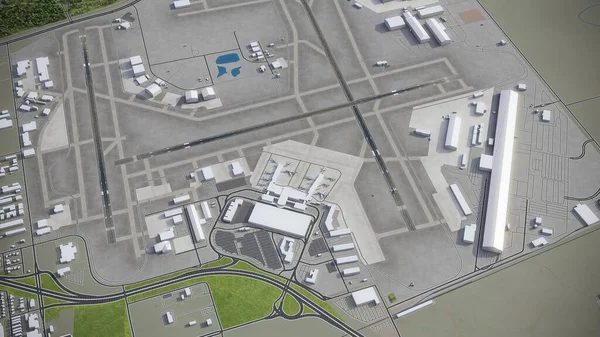 Аэропорт Талса Tul Модель Воздушного Рендеринга — стоковое фото