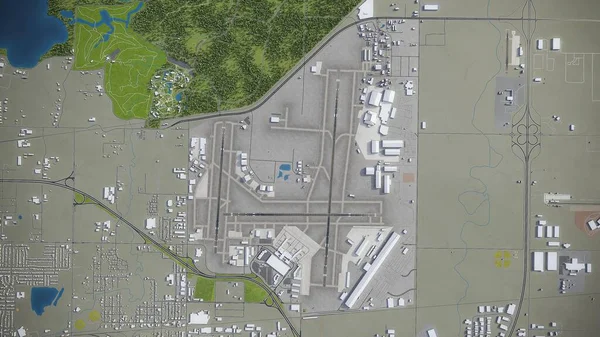 Lotnisko Tulsa Tul Renderowanie Lotnicze Modelu — Zdjęcie stockowe