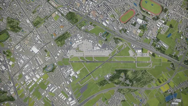 Аэропорт Варшавы Шопен Waw Модель Воздушного Рендеринга — стоковое фото