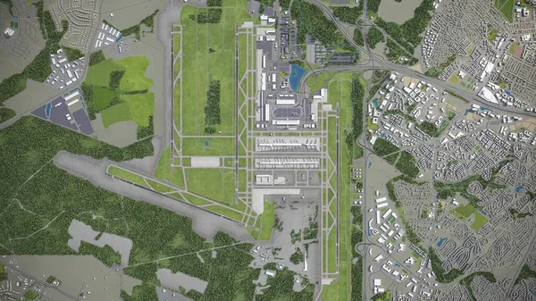 Washington Dulles International Airport Iad 3D模型空中渲染 — 图库照片