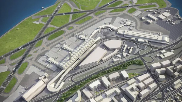Washington Ronald Reagan National Airport - DCA - 3D model aerial rendering