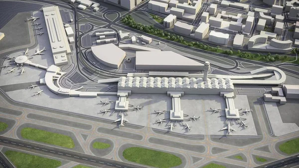 Washington Ronald Reagan National Airport - DCA - 3D model aerial rendering