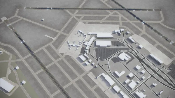 威奇塔 德怀特 艾森豪威尔国家机场 Ict 3D模型空中渲染 — 图库照片