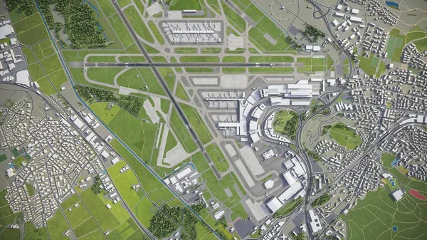 Aeroporto Zurique Zrh Renderização Aérea Modelo — Fotografia de Stock