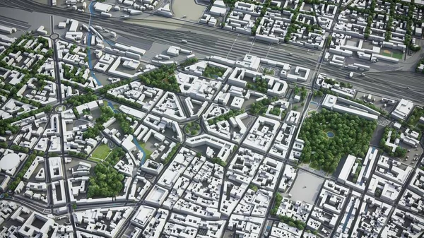 Bologna 3D模型空中渲染 — 图库照片