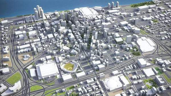 Detroit Renderowanie Lotnicze Modelu — Zdjęcie stockowe