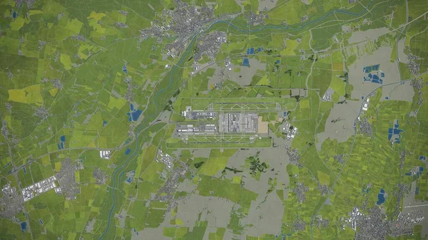 Міжнародний Аеропорт Мюнхена Модель Повітряного Рендерингу Ліцензійні Стокові Зображення