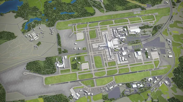 Aeroporto Oslo Gardermoen Renderização Aérea Modelo Fotos De Bancos De Imagens Sem Royalties
