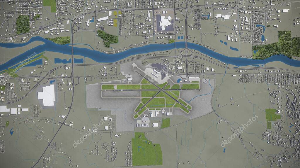 Aeropuerto Internacional de Moline Quad City Modelo 3D de