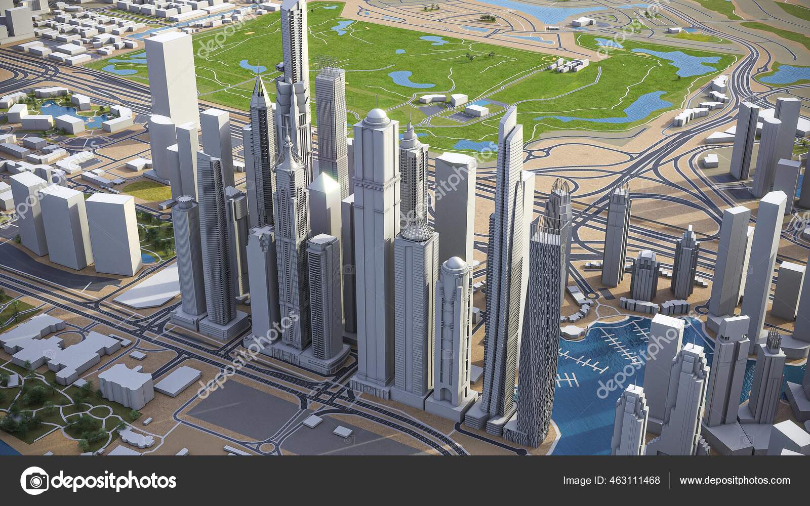 Dubai Marina Model Aerial Rendering — Stock Photo © 3d_city_models  #463111468