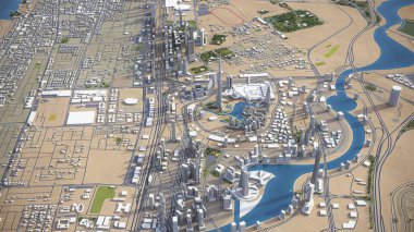 Dubai İş Bölgesi - 3D model hava görüntüleme