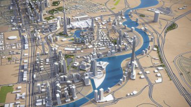 Dubai İş Bölgesi - 3D model hava görüntüleme