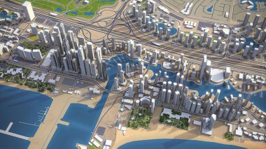 Dubai Marina - 3D model hava görüntüleme